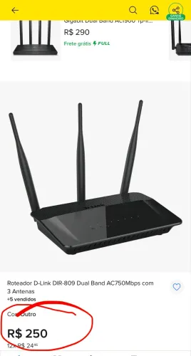 ROTEADOR D LINK DIR- 809 750 MBPS DUAL BAND 