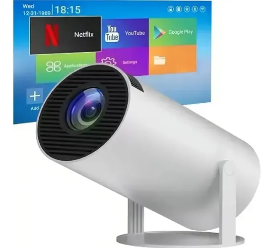 Projetor HY300 Branco 4K Portátil Wi-Fi Bluetooth Projetor HY300 Branco 4K Portátil Wi-Fi