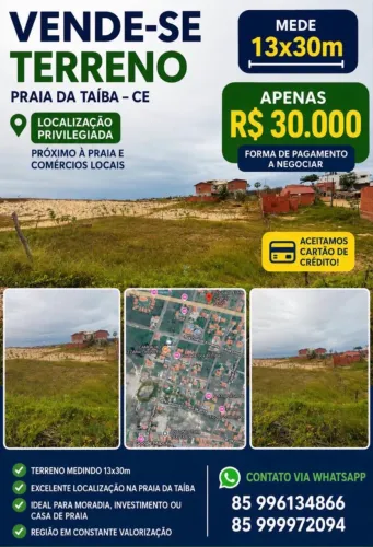 TERRENO À VENDA - PRAIA DA TAÍBA/CE