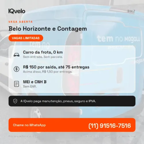 Vaga motorista MEI entregas Magalog, carro da frota - Contagem BH