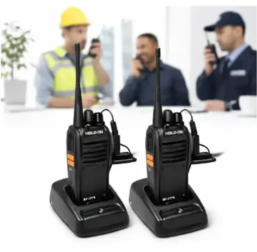 Kit 2 Radio Walk Talk Hold On Comunicador 16 Canais 12km Baofeng 777s Ht 433 Preto