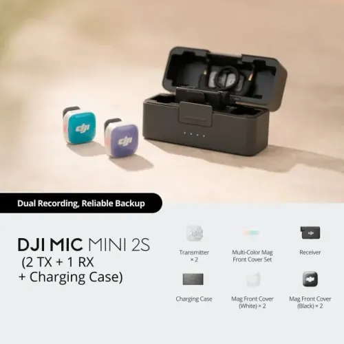 Microfone sem fio DJI Mic Mini 2S (2 TX + RX + case) - Novo, Original