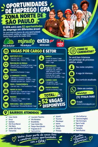 Vaga emprego Zona Norte