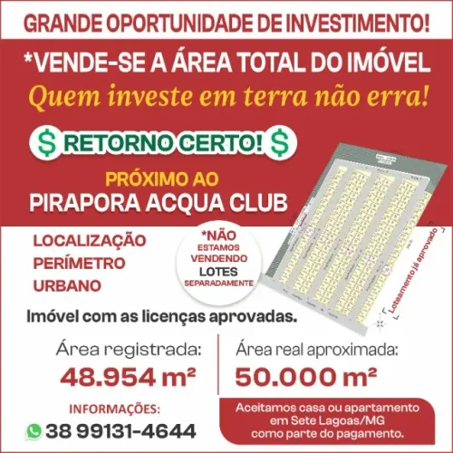 TERRENO COM LOTEAMENTO APROVADO GRANDE OPORTUNIDADE DE NEGÓCIO
