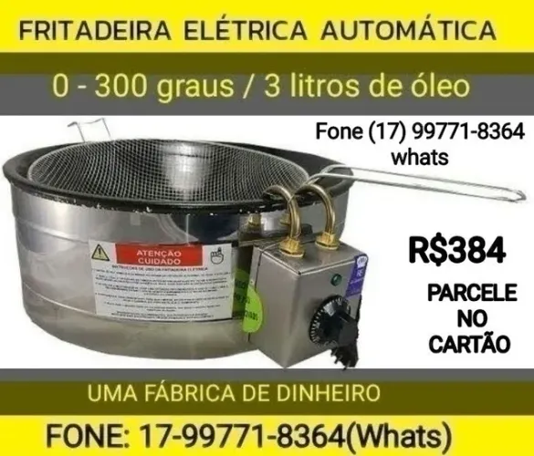 Fritadeira elétrica automática três a cinco litros com termostato e lampada piloto