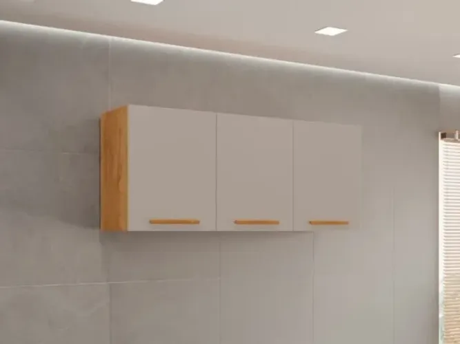 Armário de Cozinha Aéreo New Valência Triplo Cinamomo/Off White Até 12x