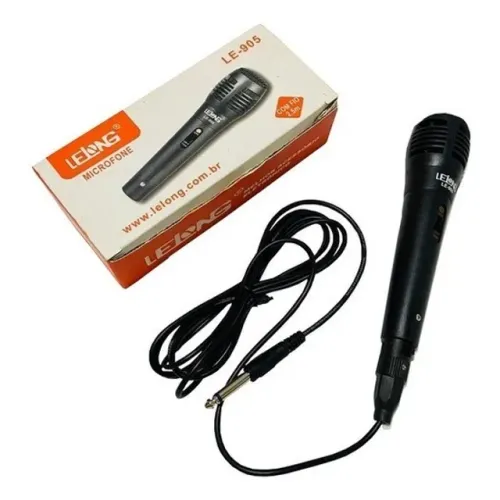 Microfone profissional com fio Lelong le-905 cabo 2.5m