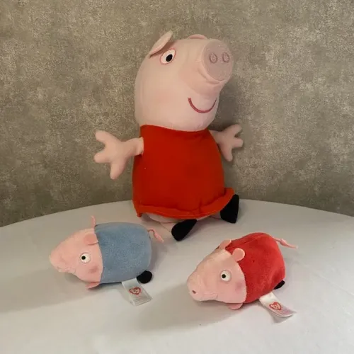 Pelúcia Peppa Pig Estrela + Ty Mini Peppa e George