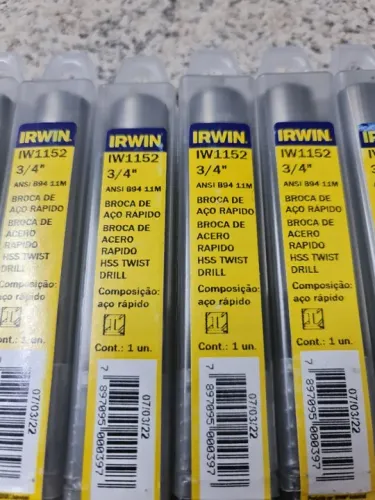 broca aço rápido irwin 3/4 lacrada sem uso 1 peça