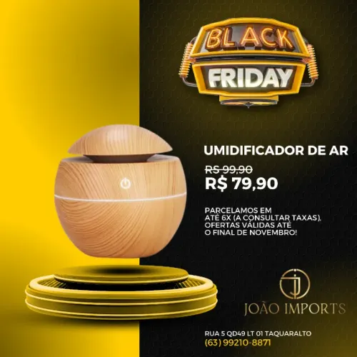 BLACK FRIDAY! Desconto EXCLUSIVO no Umidificador de Ar Aromatizante!