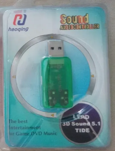 Adaptador de Áudio Placa de Som 3D 5.1 USB Microfone, Headset, Notebook, PC - Testado