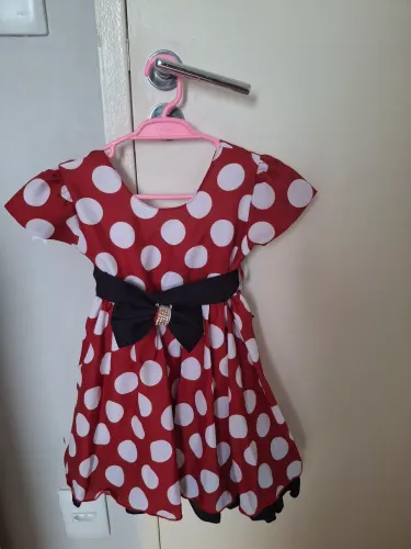 Vestido de Festa Infantil Minnie (Vermelho)