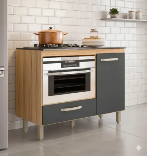 Promoção Balcão para Cooktop Fit Freijó/Chumbo novo de loja