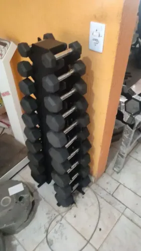 Torre de halteres sextavados injetados Pegada cromada novos 