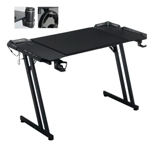Mesa Gamer 160x70cm Metal e Madeira c/Led RGB Rainbow Suporte Copo e Headset RG-MSA001 