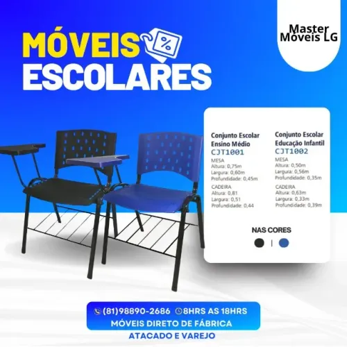 Cadeira Universitária com Braço Izo preta Banca Escolar