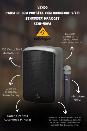 Caixa de Som Behringer Completa Com Microfone Sem Fio