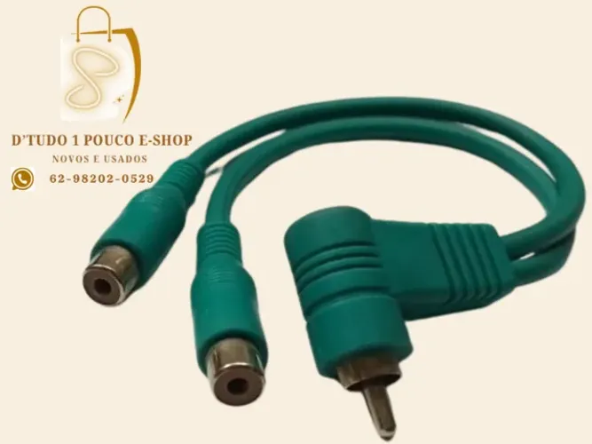 Adaptador ou cabo divisor RCA 1 (macho) para 2 RCA (fêmeas),