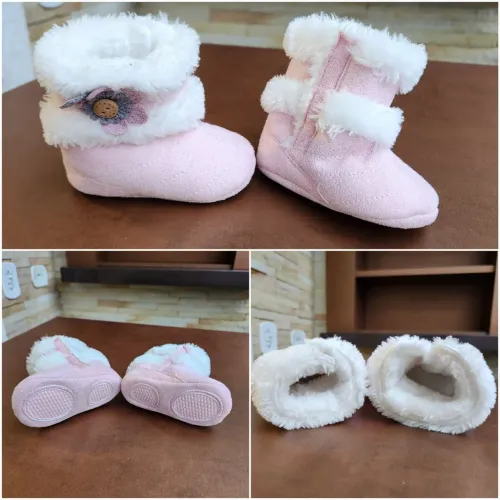 Botinhas de Bebê Rosa. Tam da palmilha: 11 cm