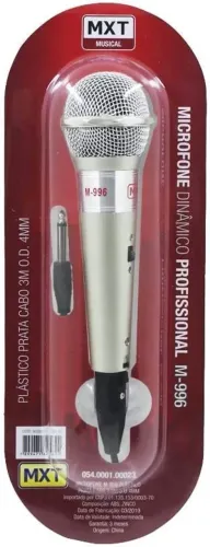 Microfone MXT M-996 Plastico Prata com Fio