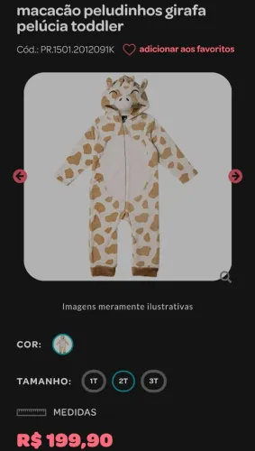 Macacão Peluciado Girafa Toddler - 62% OFF