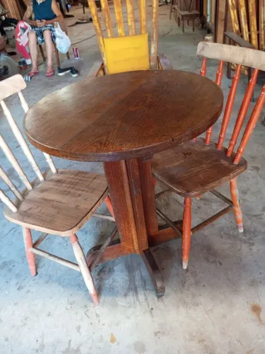 Comj de mesa de madeira