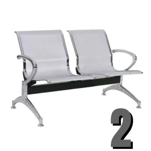 Longarina Aeroporto 2 Lugares Cor Cromada Design Moderno Conforto Durável Modelo 33107