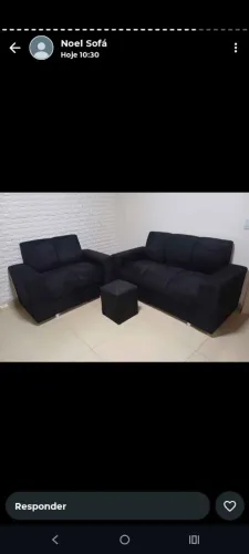 Conjunto de Sofá e Puff - Conforto e Estilo para sua Sala varia cores