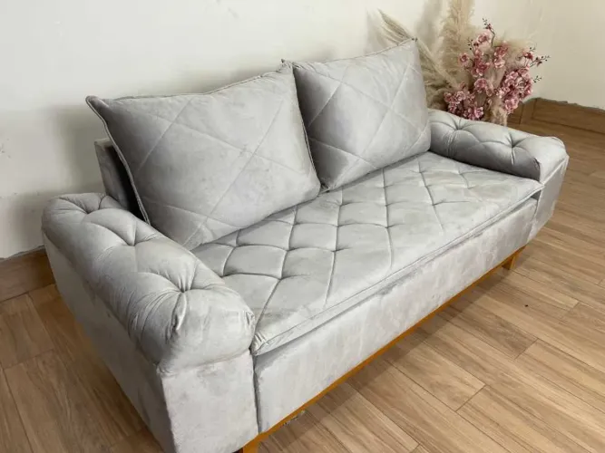 Sofá 3 lugares Berlim 2.00m - Capuccino Veludo l65