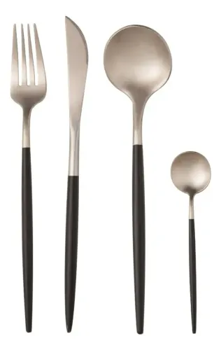  Faqueiro 24pçs de aço inox com cabos pretos modelo Kyoto - Wolff