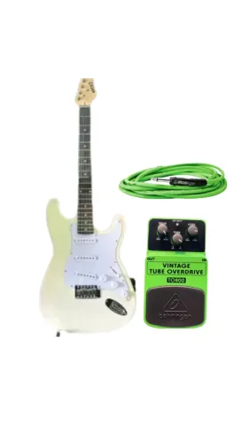 GUITARRA ELETRICA STRATOCASTER CREME MXT MST-CB6C + PEDAL BEHRINGER TO800 OVERDRIVE