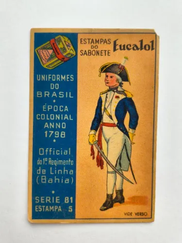 Estampa do sabonete Eucalol - Uniformes do Brasil Colonial 1798 - Série 81 - Estampa 5