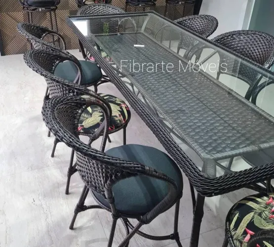 Mesa 8 cadeiras 200 X 90 Fibra sintética