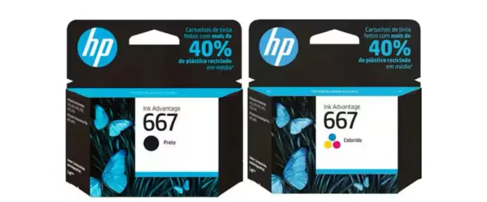 Cartucho de tinta hp 667 preto + 667 colorido