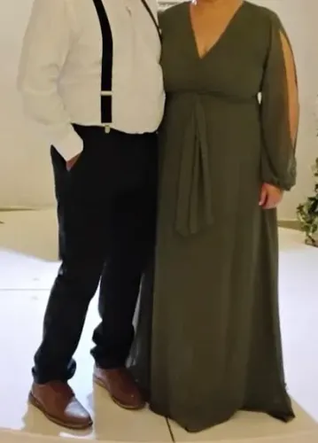 Vestido festa verde oliva
