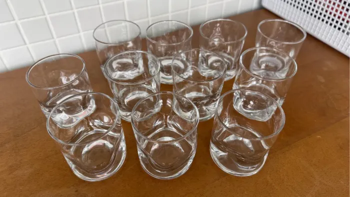 11 Copos baixos de vidro transparentes