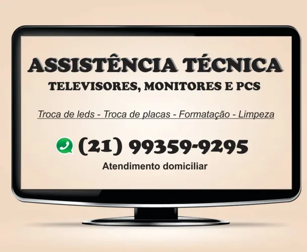 Assistência Técnica de TVs e Pcs com atendimento domiciliar