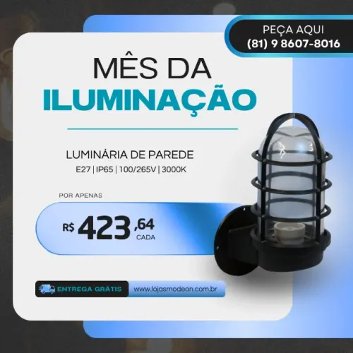 Luminaria de Parede E27 IP 65 3000K 4000K 6500K
