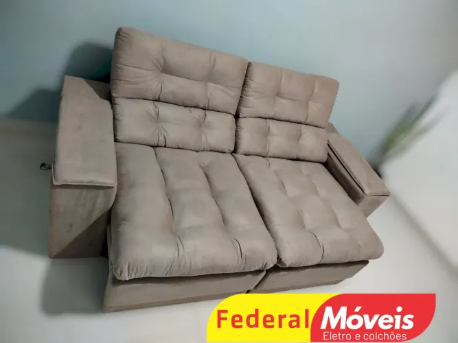 Sofá Retrátil 2,05m USB e Porta Copos Embutidos - Mega Promoção 