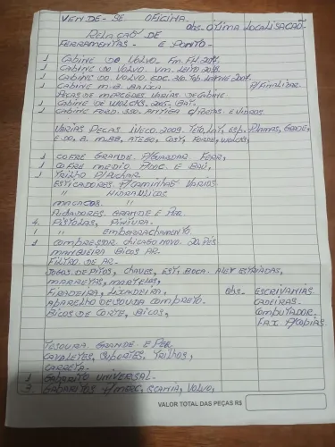 OFICINA COMPLETA, RELAÇÃO DE FERRAMENTAS