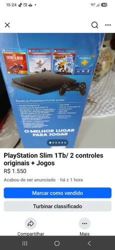 PlayStation 4slim 1Tb 2 controles originais +3 jogos