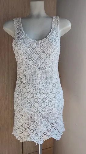 Vestido de crochê T M tipo praiano 