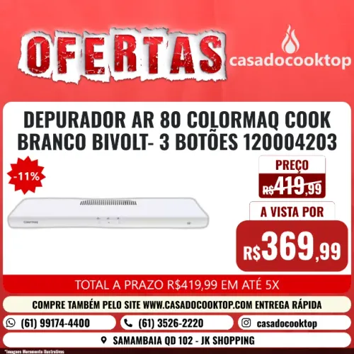 DEPURADOR AR 80 COLORMAQ COOK BRANCO BIVOLT- 3 BOTÕES 120004203