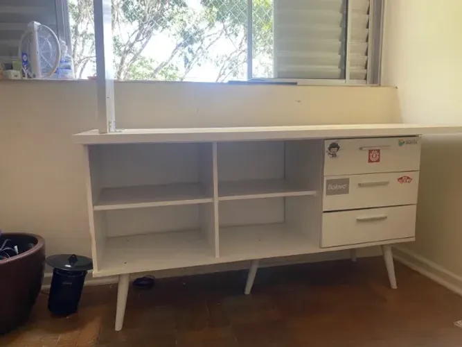 Escrivaninha Mesa De Canto 3 Gavetas Lisboa Madesa Branca Cor Branco