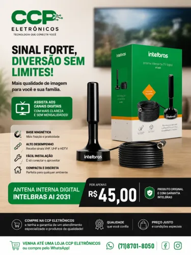 Antena Tv Interna Digital Uhf/vhf/hdtv Ai 2031 Intelbras