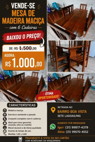 Mesa de madeira Maciça
