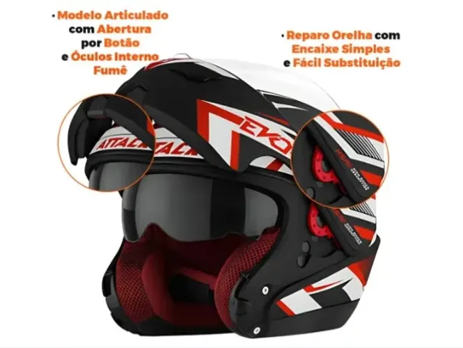 Capacete Articulado com Oculos Robocop Attack Evo Tamanho 60 Protork Produto novo.