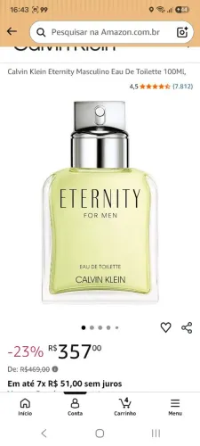Calvin Klein Eternity Masculino Eau De Toilette 100Ml, lacrado<br>
