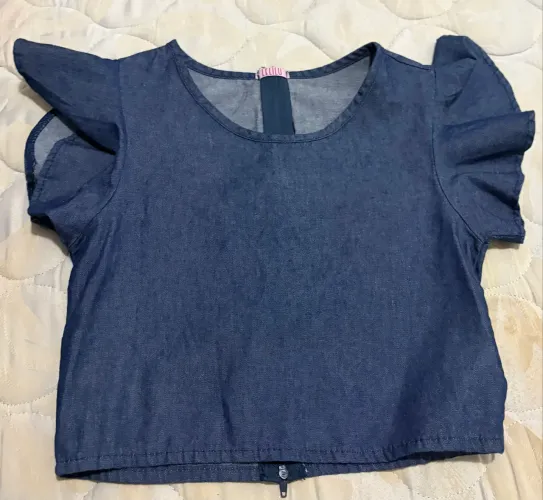 Blusa jeans - Tamanho 10 anos
