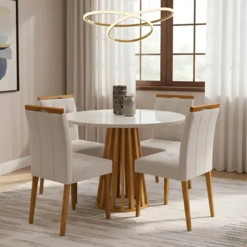 Mesa Jantar Berlim Redonda 1,00m 4 Cadeiras 100% MDF  Produto Novo!! Pronta Entrega!!